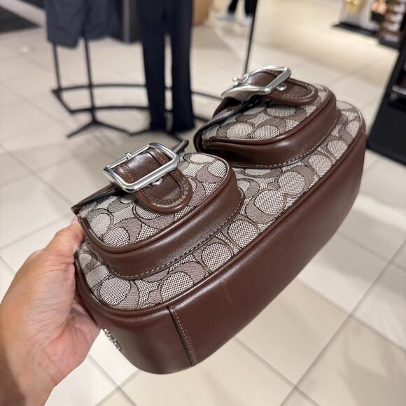 COACH Ashton Bag In Signature Jacquard CBJ00 Silver/Oak/Maple - Picture 4 of 11